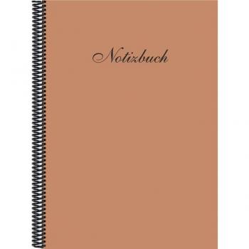 DIN A4 Notizbuch kariert hellbraun mit Spiralbindung