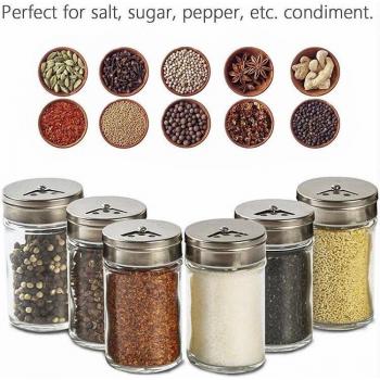 Juego de frascos de especias, 5 botellas de vidrio y acero inoxidable para cocina