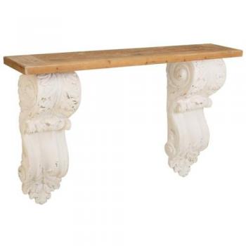 Recibidor de madera blanco 153x32.5x93h cm de estilo Romántico WANDERLUST DECO