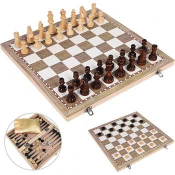 Juego de mesa 3 en 1: Ajedrez, Damas y Backgammon