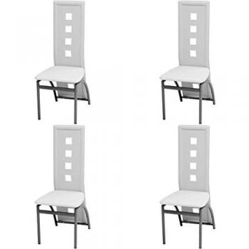 Synthetic Leather Dining Chairs, White – 4 Piece Collection