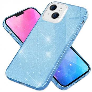 Protezione Nalia Blu con Effetto Glitter per iPhone 14
