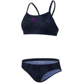 Speedo Damen Boom Allover Badeanzug, Schwarz/Oxid-Grau/Diva-Rosa