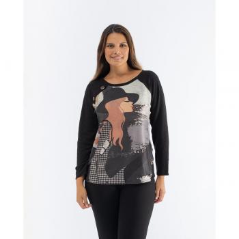 Camiseta de mujer con diseño de cuadros October