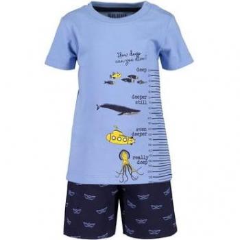 Completo di 2 magliette e shorts azzurri per ragazza