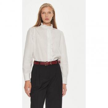 TOMMY HILFIGER Shirtbluse COTTON FRILL RELAXED SHIRT, Gr. 36, th optic white