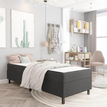 Letto a Molle in Tessuto Grigio Scuro 90x200 cm