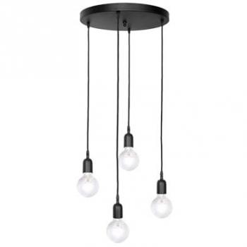 Klassische Pendelleuchte Vintage Schwarz matt 4-flammig E27