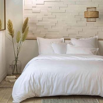 Parure de lit coton percale unie 240x220 cm