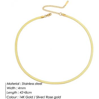 Ringcal Gold Snake Flat Chain Choker Necklace for Men and Women
