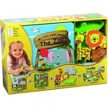 My Little Village: Zoo (Book, Wooden Toy & 16-Piece Puzzle) (Paperback)