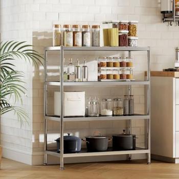 Silver Multi‑Tier Micro Oven Stand – Large