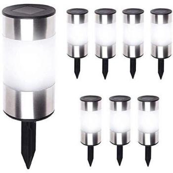 Lot de 8 lampes solaires design inox 2 en 1