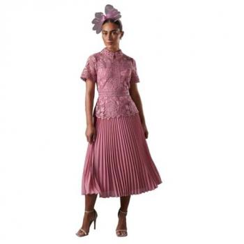 Oceanic Dream Lace Top Dress in Pink