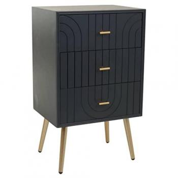 Wanderlust deco Mesita de noche de madera y metal de 3 cajones 44x35x76