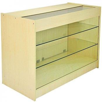 Lockable Retail Glass Shelf Cabinet / Maple Store Showcase Counter