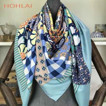 Bandana Grande de Seda de 130cm con Estampado, Ideal para Mujeres