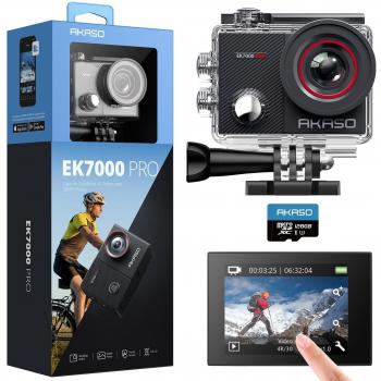 AKASO EK7000 Pro 4K Sports Cam – 20MP, 128GB Storage, Touch Panel, External Microphone, Wide‑Angle Lens
