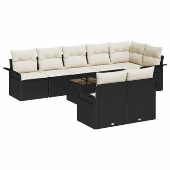 Kit canapé d'extérieur vidaXL 8 pièces, coussin rattan brun, modèle 3354086