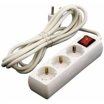 Regleta de Enchufes 3 Tomas con Interruptor 1.5m