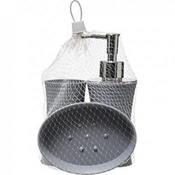 Colección de Baño Gris Atmosphera x3 – Jabón, Vaso y Jabonera