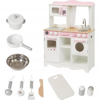Country Play Kitchen with 9 Wooden Accessories