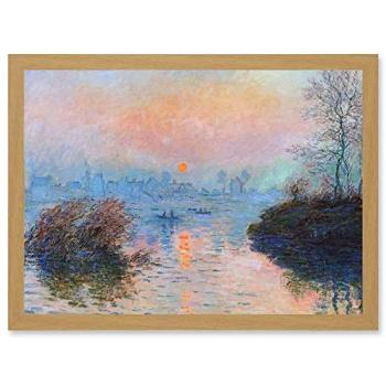 Monet Sunset Seine Lavacourt Winter A4 Framed Art Print