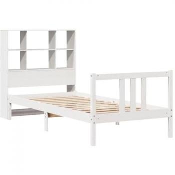 90x200cm White Pine Bed-Bookcase, vidaXL Edition