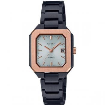 CASIO Women’s Sheen SHS‑4528GBJ‑7AJF Solar Square Black Sapphire Wristwatch