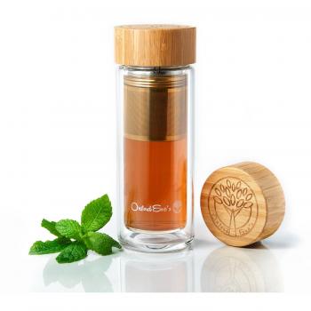 Cappuccino Tè in Vetro Oxford Eve con Copricapo di Bamboo