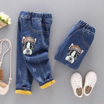 Jeans calentadores infantiles con acabado de terciopelo