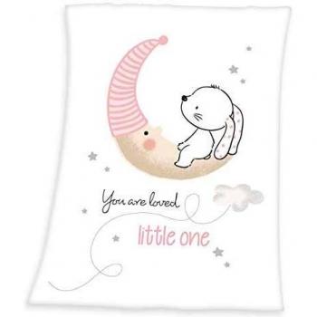 Herding Baby-Fleecedecke, Little Bunny Motiv, 75 x 100cm, Polyester, Weiß
