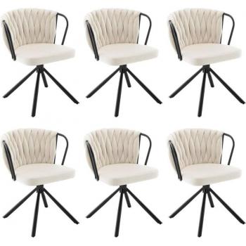 Chaise pivotante d’appoint en velours crème – pack 6 pièces