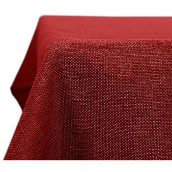 Deconovo Nappe Anti-Tâches carrée Polyester Effet Lin 150x150 cm Rouge