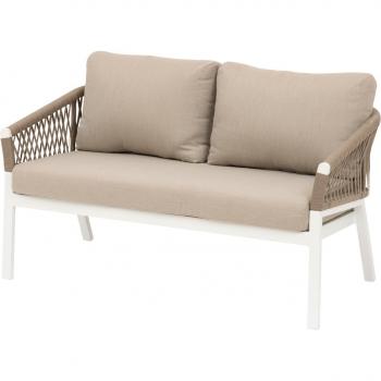 Sofá de Jardín Oriengo 2 Plazas Taupe y Blanco Estilo Contemporáneo