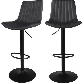 Lot de 2 tabourets de bar réglables gris foncé