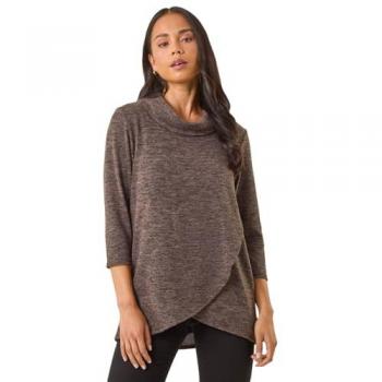 Roman Roman Braun Petite Petite Weiche Strickbluse