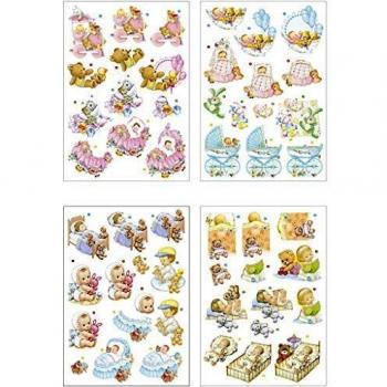 Lot de 4 feuilles avec motifs 3D 21 x 30 cm