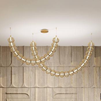 Lámpara Colgante LED Maytoni Golden Cage, 2 lámparas, altura 184 cm