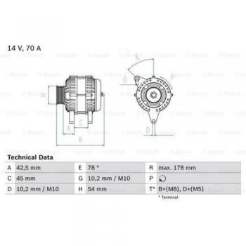 Bosch 0986042071 Alternator 14 V