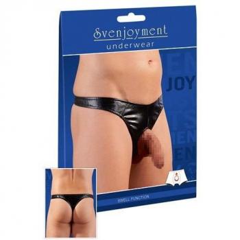 Kunstleder Rio-String für Herren, schwarz