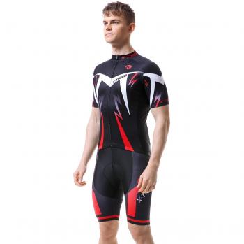 X-TIGER Maillot de Cyclisme Manches Courtes Gel 5D Rembourré Coolmax VTT Homme