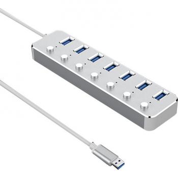 Conmutador USB 3.0 de 7 puertos en aleación de aluminio