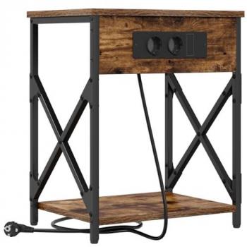 Table de nuit design chêne fumé 41x31x51 cm