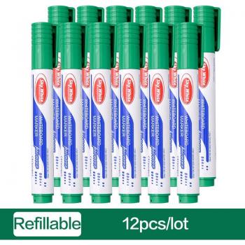 Trocken abwischbare Whiteboard-Marker-Set inkl. Radiergummi, 12-teilig in Schwarz, Blau, Rot