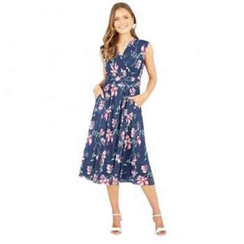 Robe Yumi en maille à imprimé floral avec poches 52 Bleu