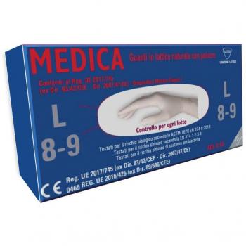 Medica guanto lattice n/sterile con polvere dm misura l 100 pezzi