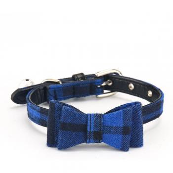 PU Leather Adjustable Dog Collar with Bells and Bowknot