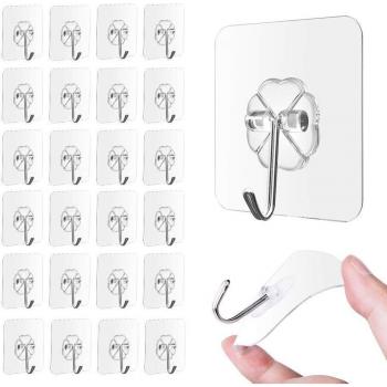 Ganchos Transparentes Autoadhesivos 24 Uds para Baño y Cocina Y20