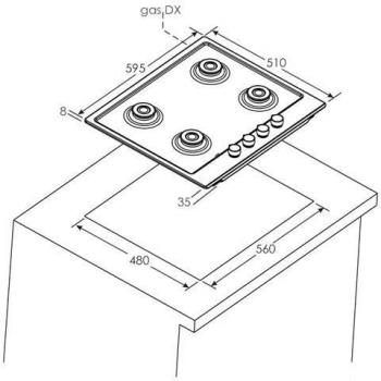 Cuisinière au gaz Candy CHG6BR4WX avec 4 Brûleurs en Acier Inoxydable et Fonte